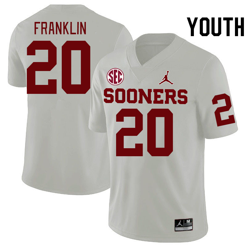 Youth #20 Sam Franklin Oklahoma Sooners 2024 SEC Conference College Football Jerseys-White